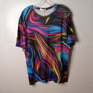 NWT KYKU Men's Size Large Neon Multicolor Abstract Top